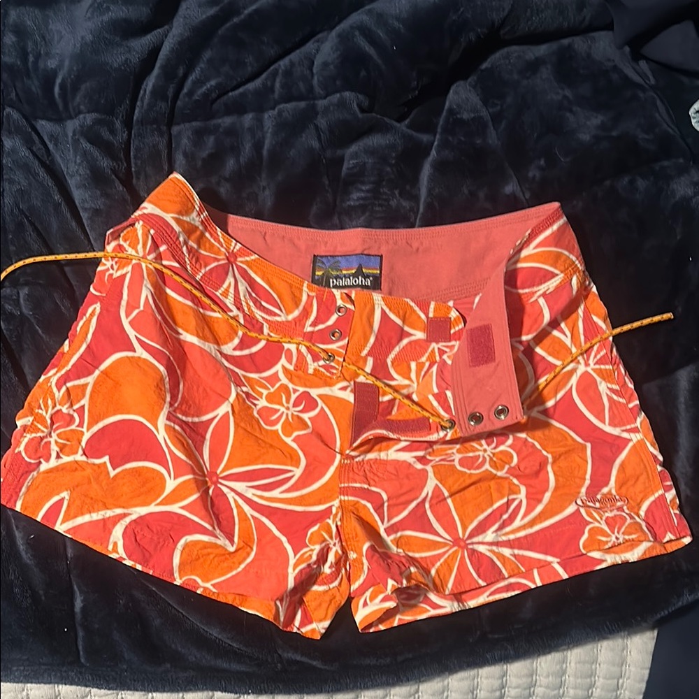 Women's Orange Floral Shorts